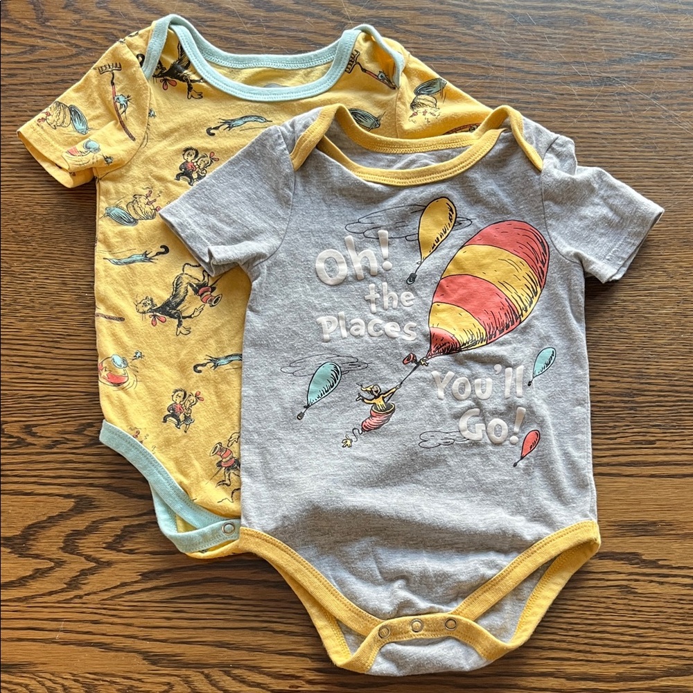 Dr. Seuss Kids Bodysuits - Yellow and Gray